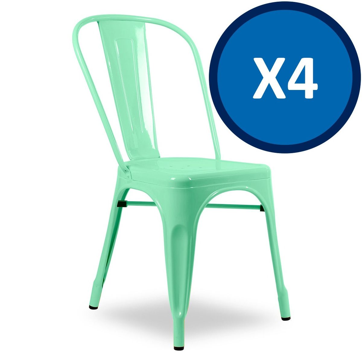 TODODESCUENTO - Pack 4 Sillas Tolix Color Mint, Comedor, Evento, Restaurant