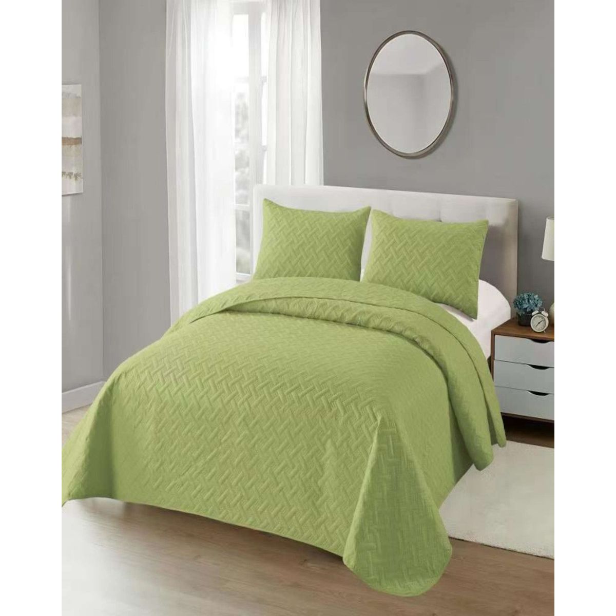 GENERICO - CUBRECAMA COLCHAS QUILT DE VERANO 2 PLAZAS VERDE