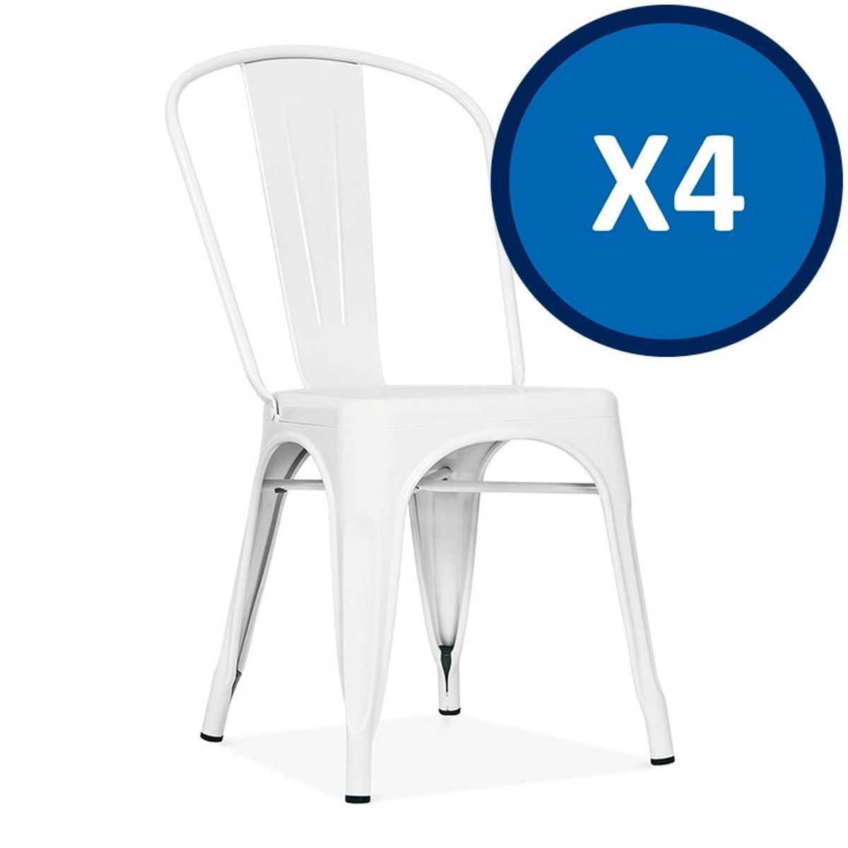 TODODESCUENTO - Pack 4 Sillas Tolix Color Blanco Mate, Comedor, Restorant