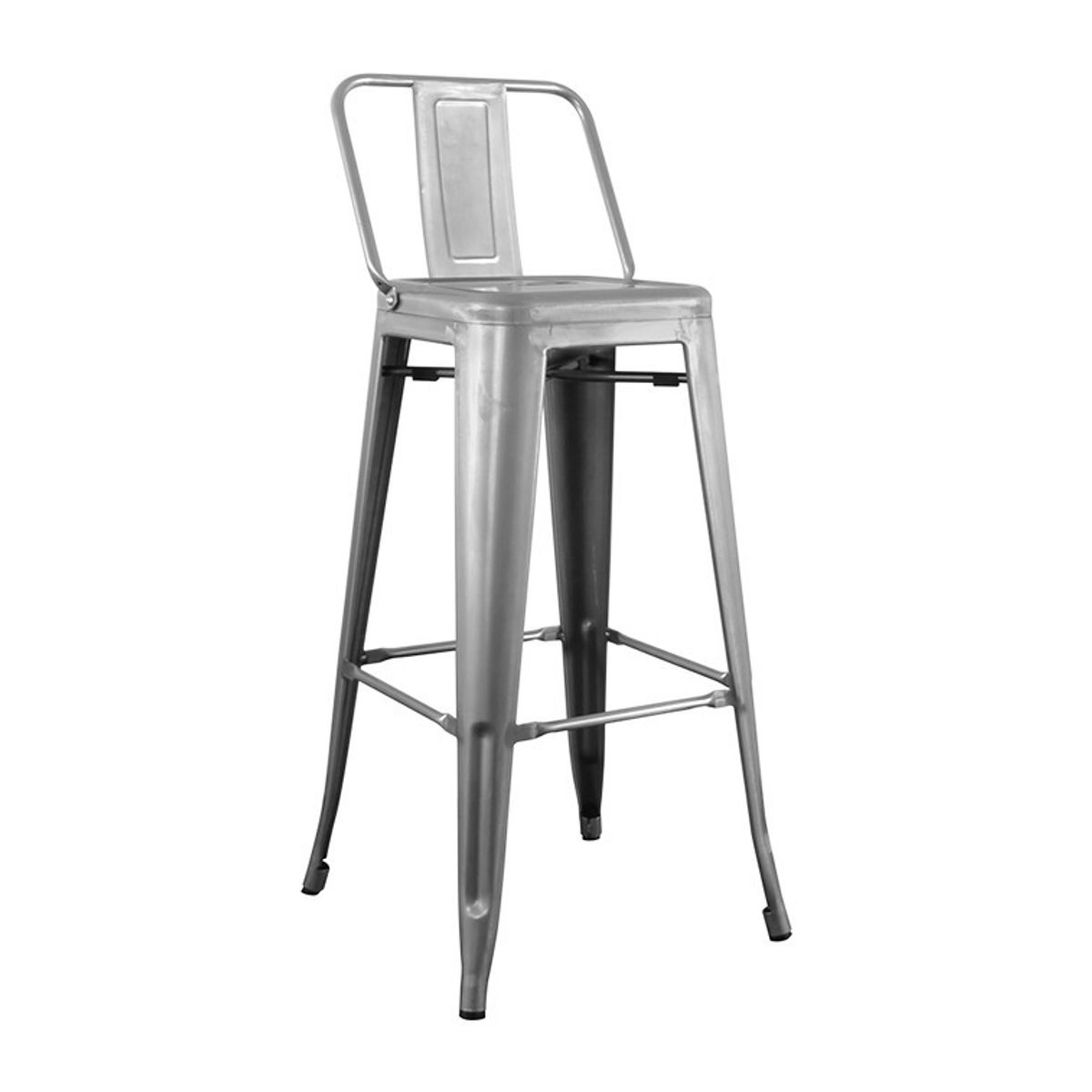 TODODESCUENTO - Pack 4 Pisos Taburetes Tolix, 77 Cm Respaldo Bajo- Plata