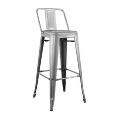 TODODESCUENTO - Pack 4 Pisos Taburetes Tolix, 77 Cm Respaldo Bajo- Plata