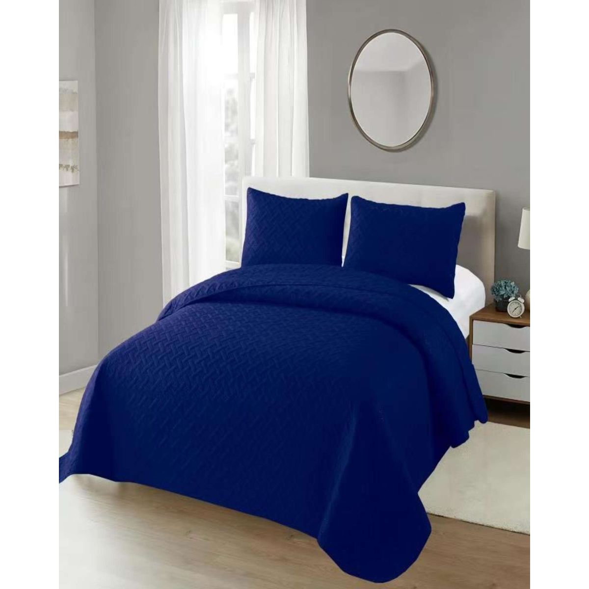 GENERICO - CUBRECAMA COLCHAS QUILT DE VERANO 2 PLAZAS AZUL MARINO