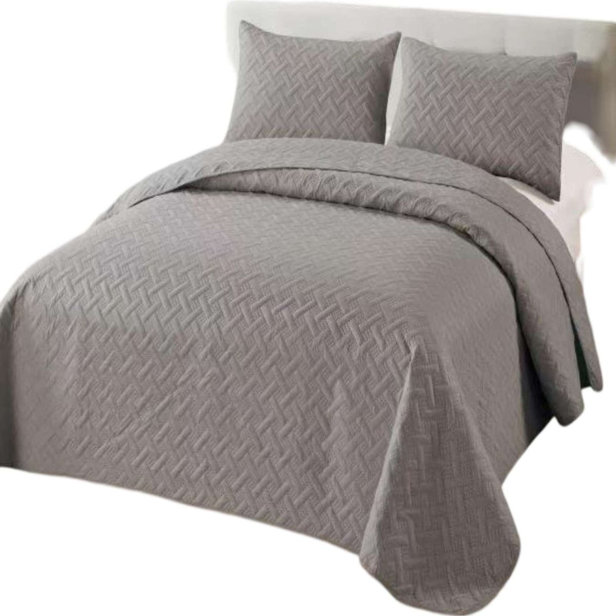 GENERICO - CUBRECAMA COLCHAS QUILT DE VERANO 2 PLAZAS GRIS