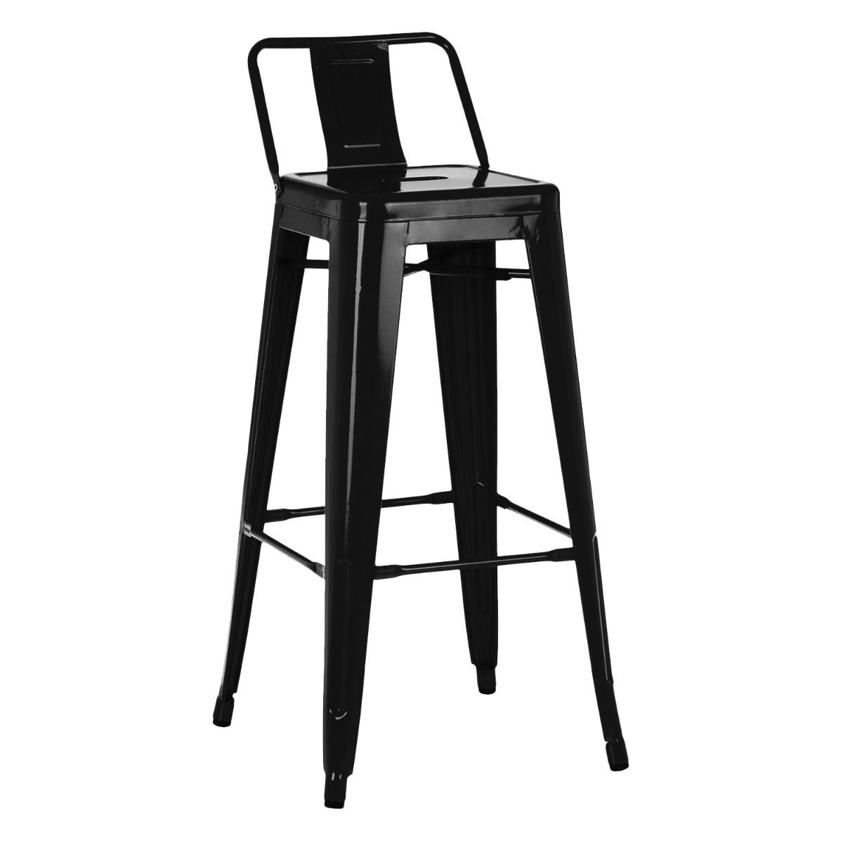 TODODESCUENTO - Pack 4 Pisos Taburetes Tolix, 77 Cm Respaldo Bajo- Negro