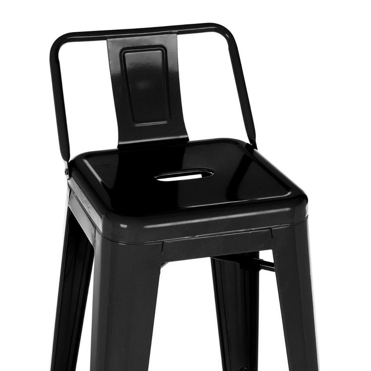 TODODESCUENTO - Pack 4 Pisos Taburetes Tolix, 77 Cm Respaldo Bajo- Negro