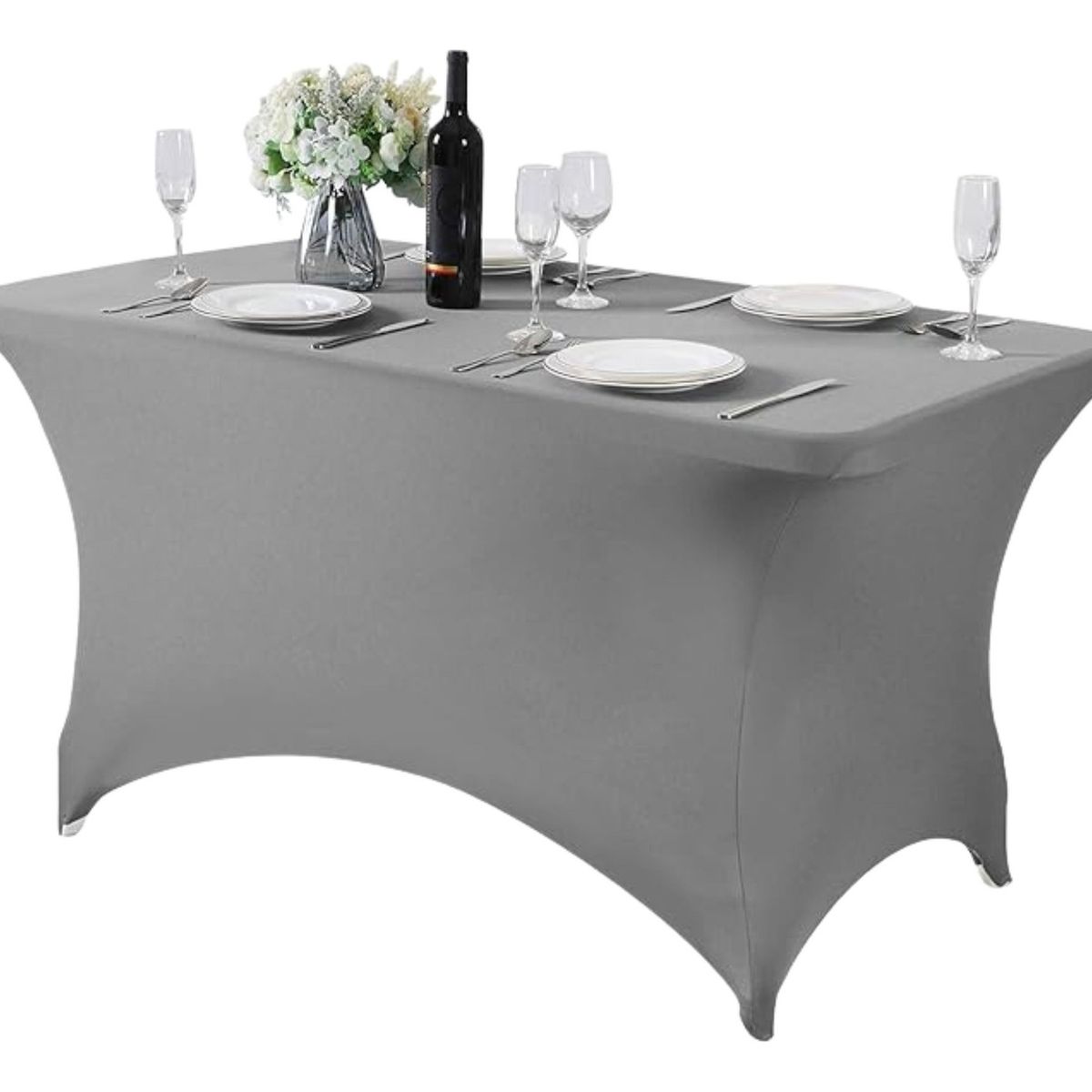 TODODESCUENTO - Mantel Forro Spandex Para Mesa Plegable 1.80 Mts, Gris