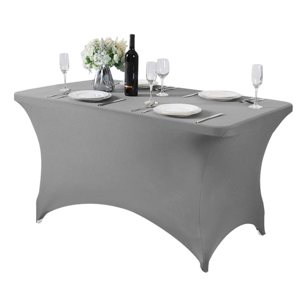 TODODESCUENTO - Mantel Forro Spandex Para Mesa Plegable 1.80 Mts, Gris