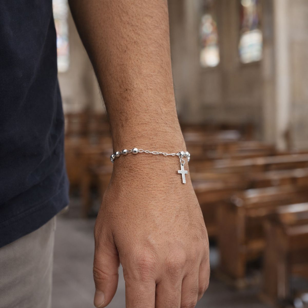 JOYAS MYTOKE - Pulsera Denario de Plata Fina 925 Rosario Unisex