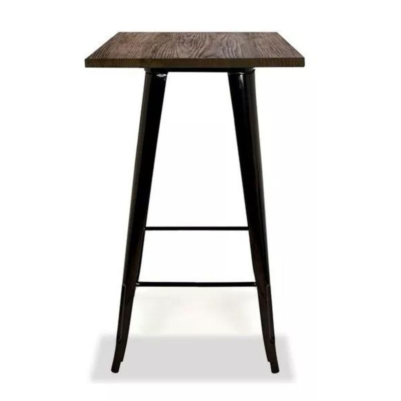TODODESCUENTO - Mesa Tolix Base Madera 60X60X105 cm- Negra