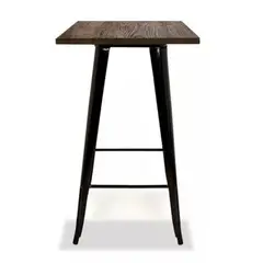 TODODESCUENTO - Mesa Tolix Base Madera 60X60X105 cm- Negra