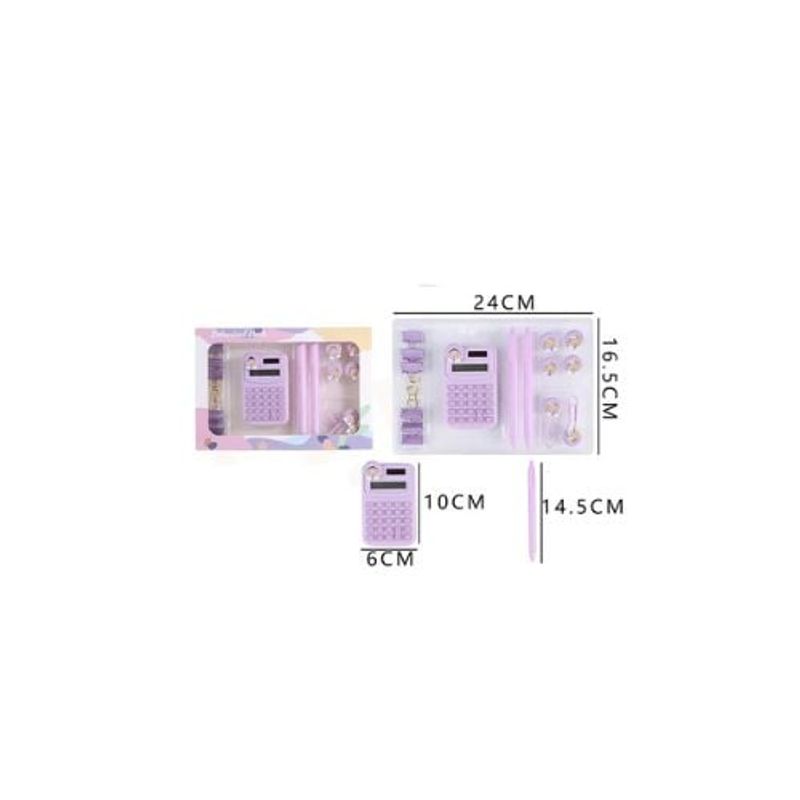 GENERICO - Set De Papelería Y Calculadora Morado