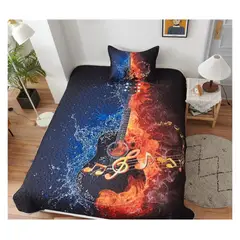 COMPRAPO - Cubrecama Quilt Juvenil Liviano 1.5 Pza. Mod. Guitar Hero + Funda