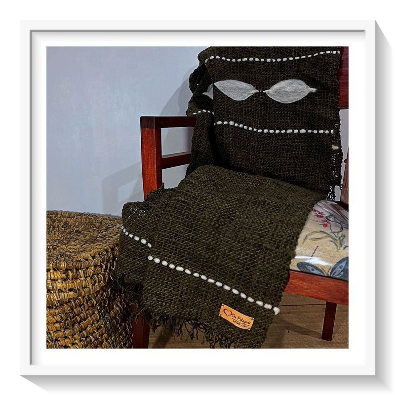 GENERICO - Piecera Patagónica Tricahue - Tejida en Telar Lana de Oveja 100% Natural