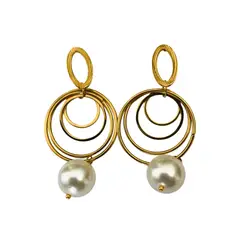 FRAUEN - Aros Acero Dorado Perla Shell