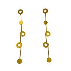 FRAUEN - Aros Acero Cordón Círculos Dorados