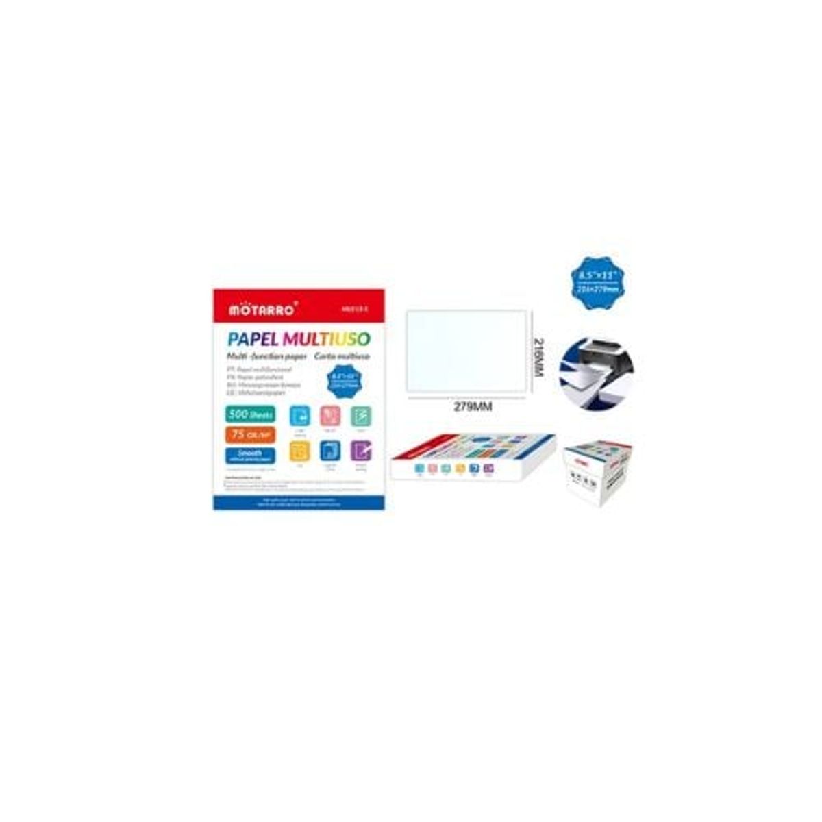 GENERICO - Resma De Papel Multiproposito Tamaño Carta 500 Hojas
