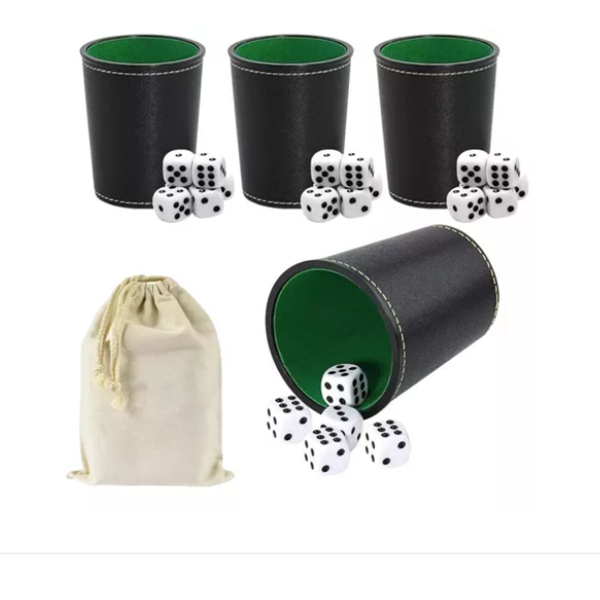 GENERICO - Juego De 4 Cachos Eco Cuero Negro Con Bolsa Almacenamiento