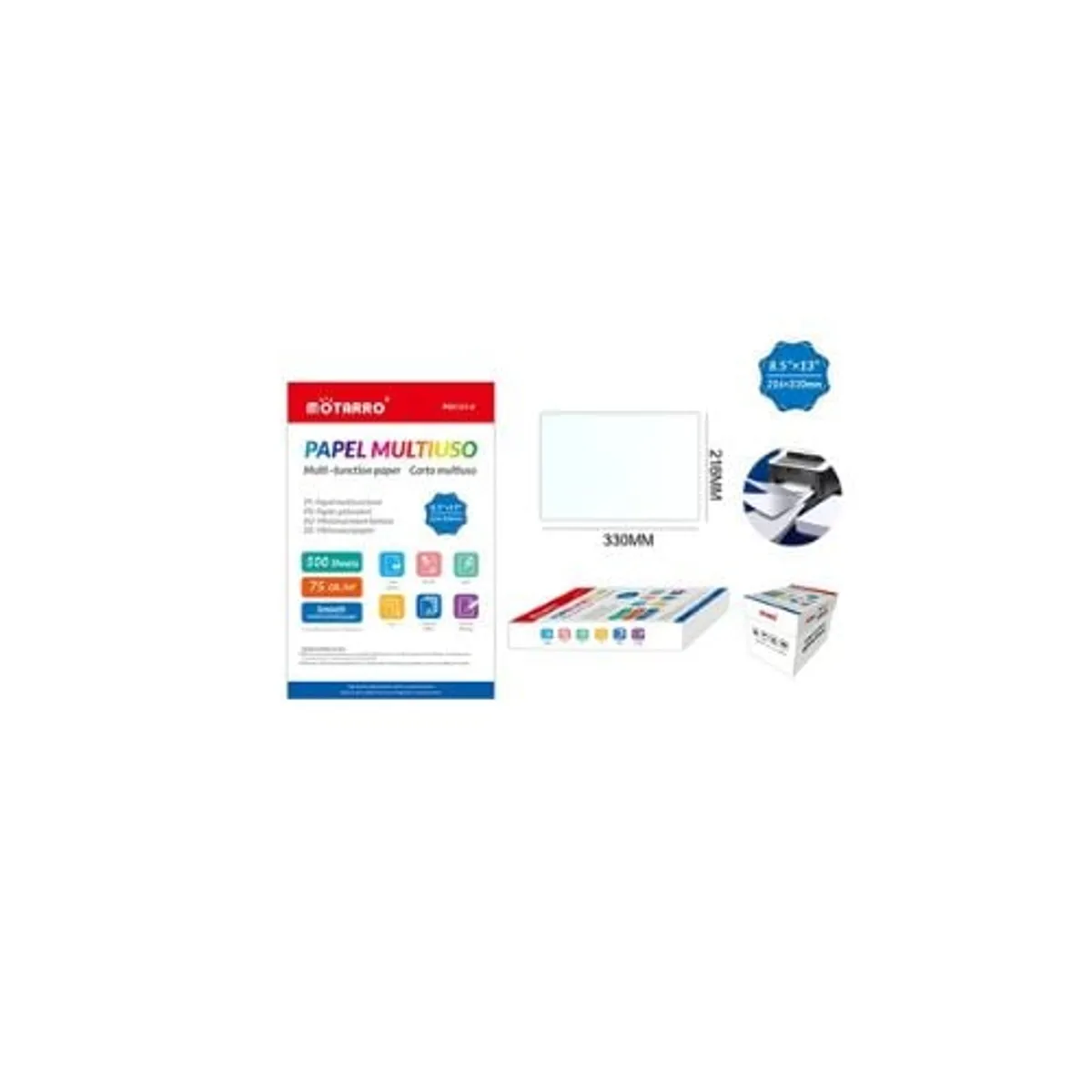 GENERICO - Resma De Papel Multiproposito 216 x 330 Mm