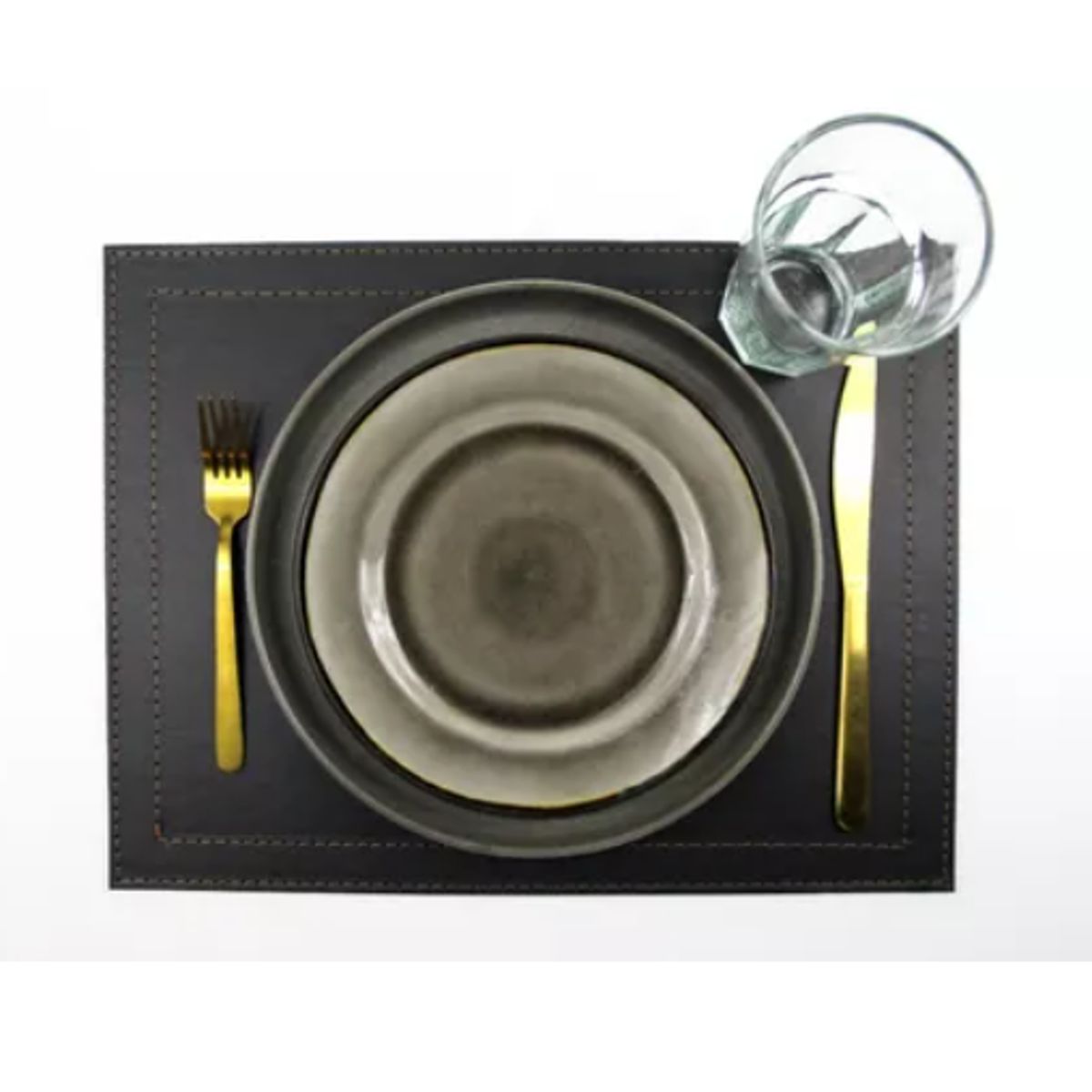 GENERICO - Set 4 Individuales De Mesa Ecocuero Negro