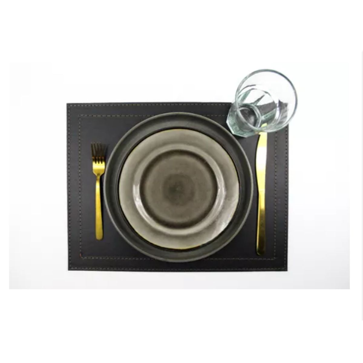 GENERICO - Set 4 Individuales De Mesa Ecocuero Negro