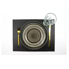 GENERICO - Set 4 Individuales De Mesa Ecocuero Negro