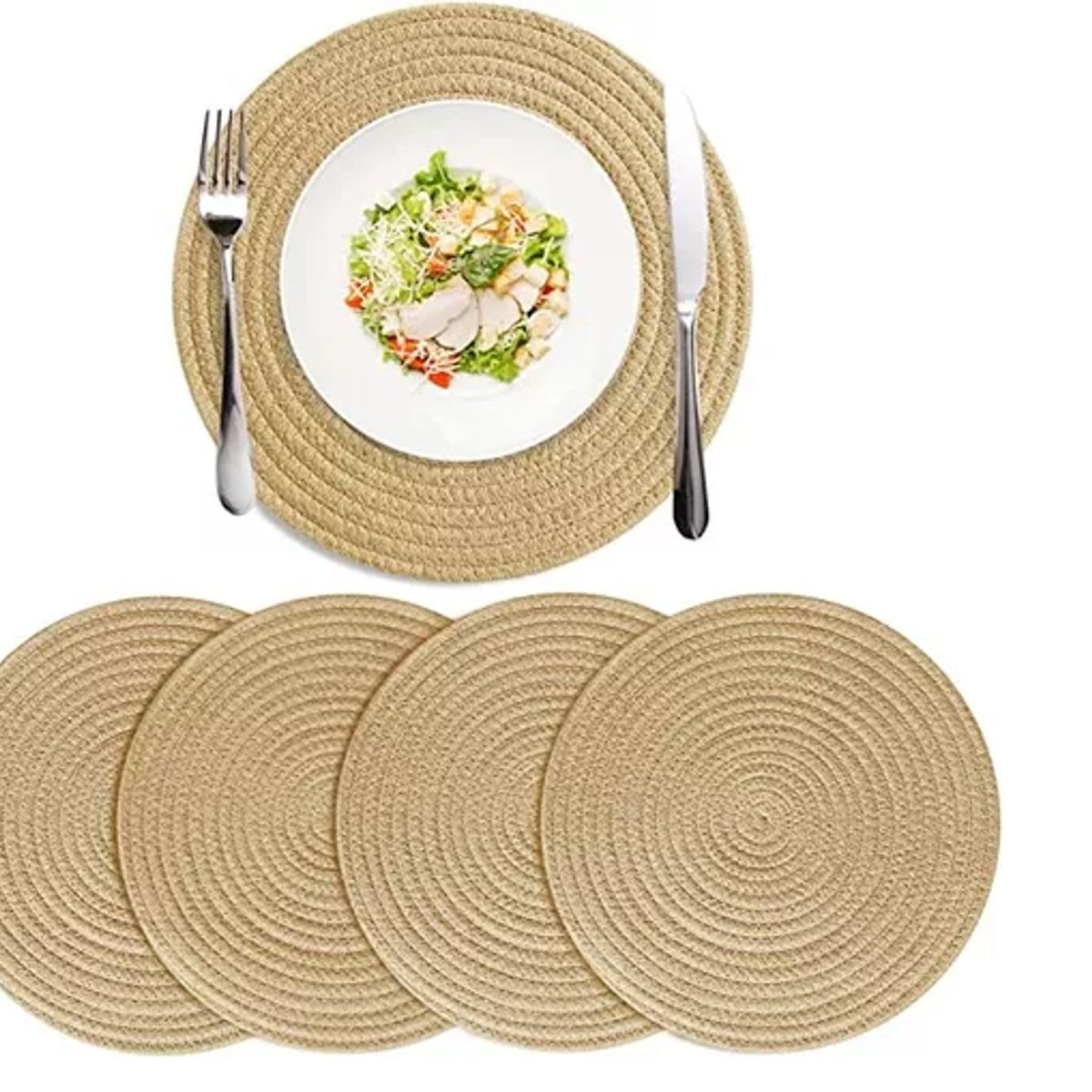 GENERICO - Set 4 Individuales Dehilo De Algodón De Color Sólido Nórdico