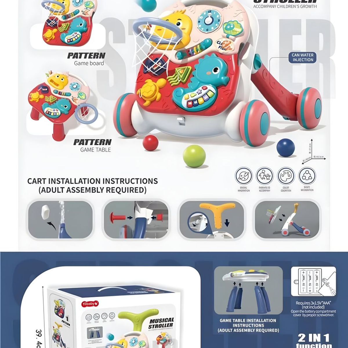 GENERICO - Caminadora Correpasillo mas Mesa Didáctica bebe 2en 1