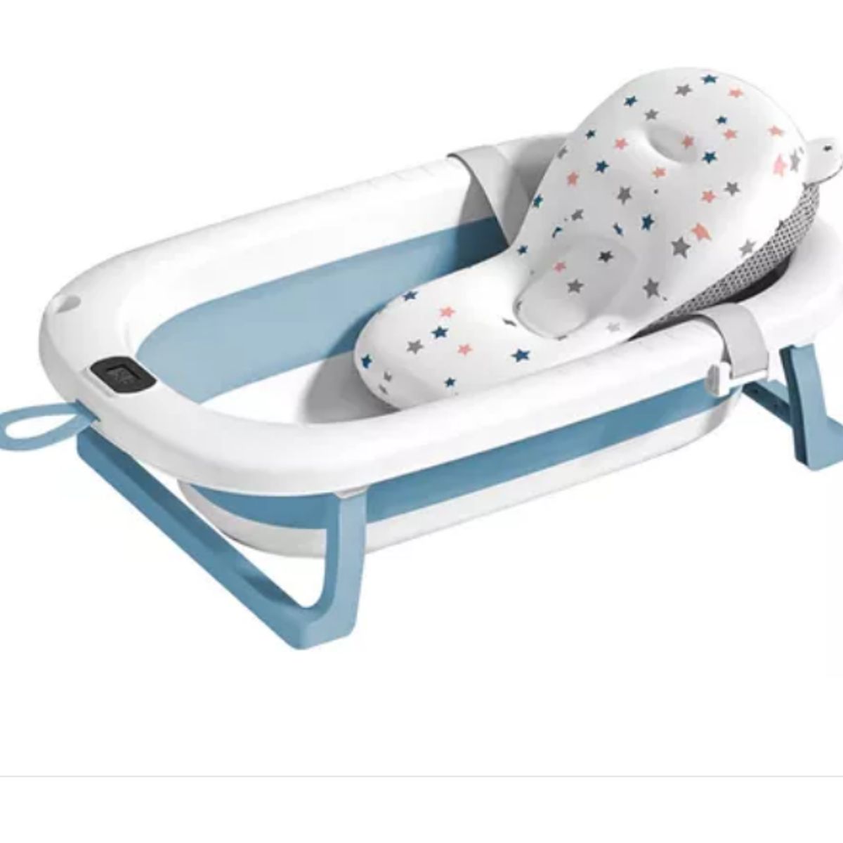 GENERICO - Tina Bebe Bañera Plegable + Termometro + Malla De Cojin Baño