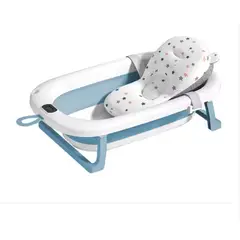 GENERICO - Tina Bebe Bañera Plegable + Termometro + Malla De Cojin Baño