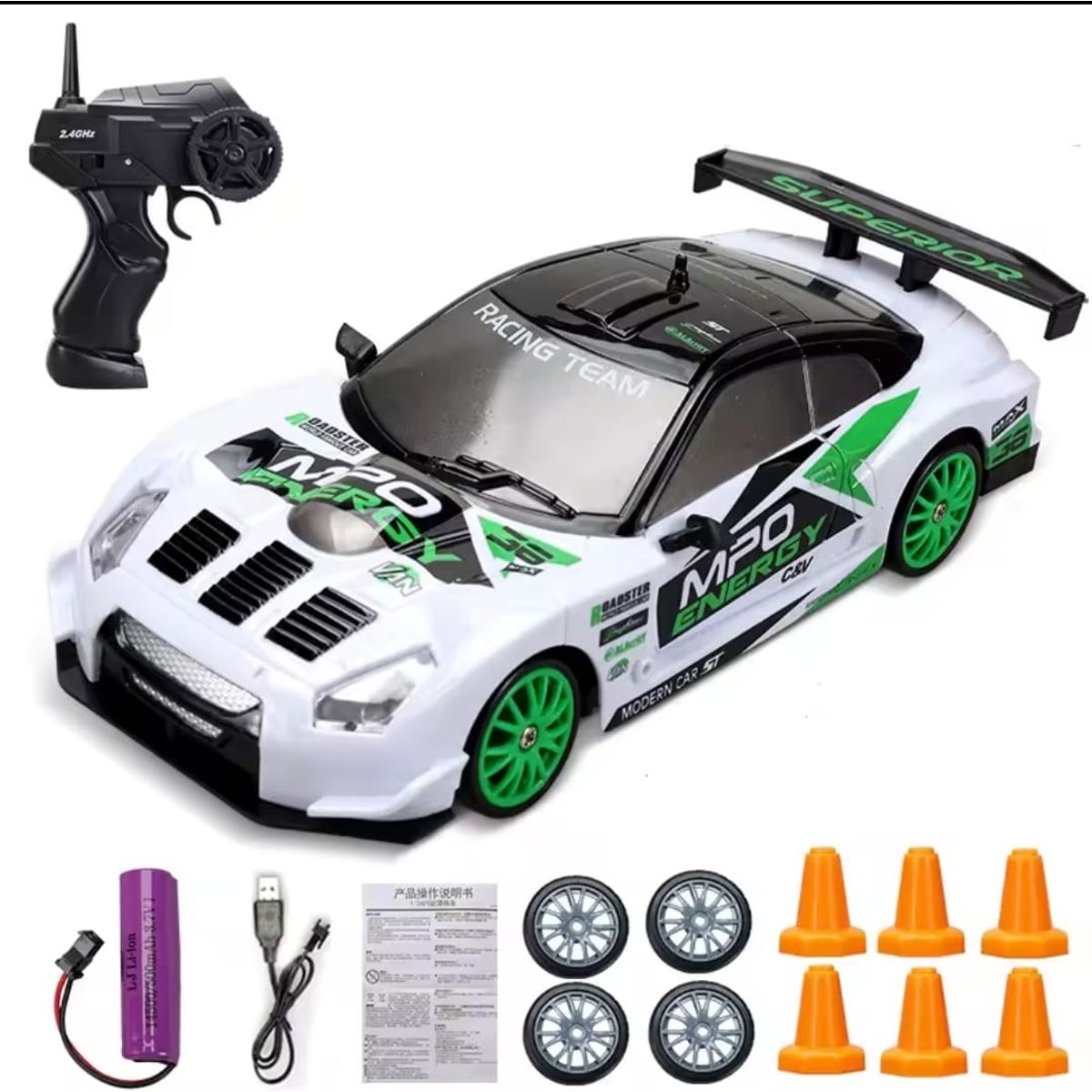 DRIFT - Auto Drift Nissan GTR R35 15kmh tamaño 1 :24 blanco