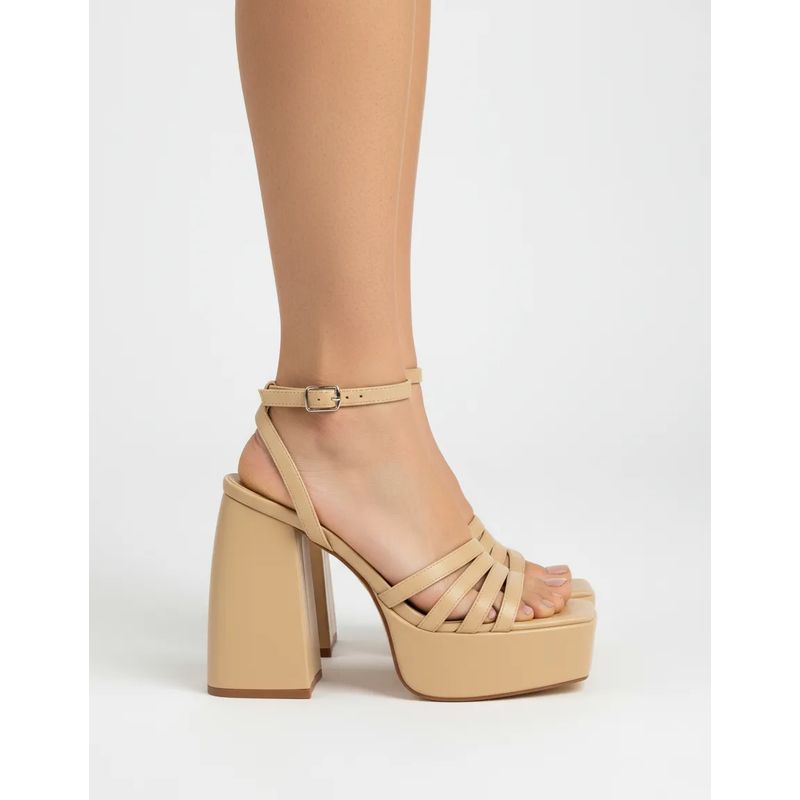 APOSTOL Tacon trenzadas de ecocuero beige dama