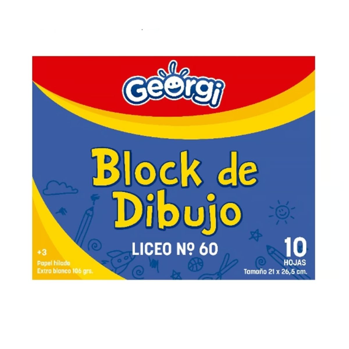 GENERICO - Block De Dibujo Libro Azul Amarillo Y Rojo De 10 Hojas