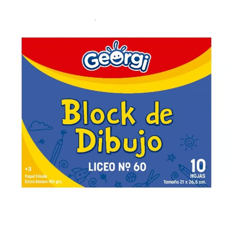 GENERICO - Block De Dibujo Libro Azul Amarillo Y Rojo De 10 Hojas