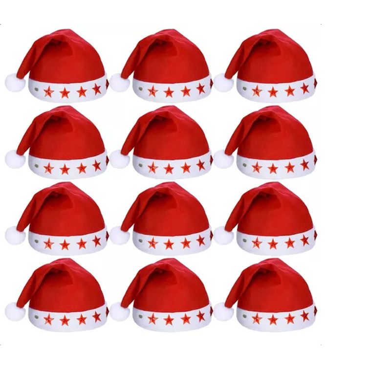GENERICO - Pack 12 Gorro Navideño Con Luz Viejo Pascuero Adorno Navidad