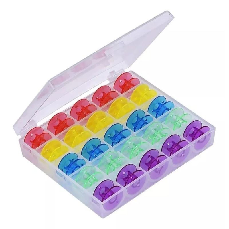 GENERICO - 25 Carretes O Bobinas Plástico Para Maquina De Coser + Caja