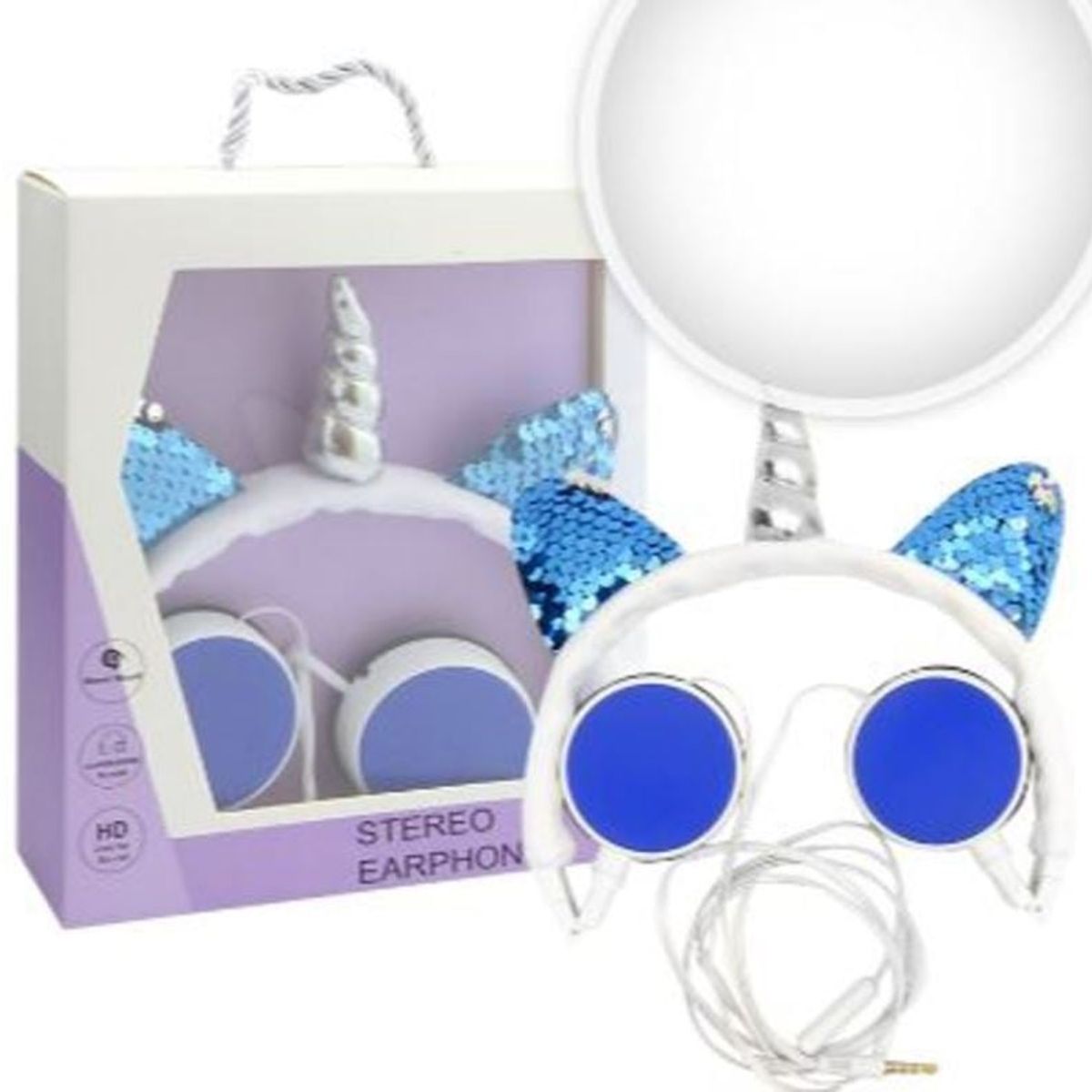 OEM - AUDIFONOS PARA NIÑOS CON CABLE DE VINCHA UNICORNIO 35MM