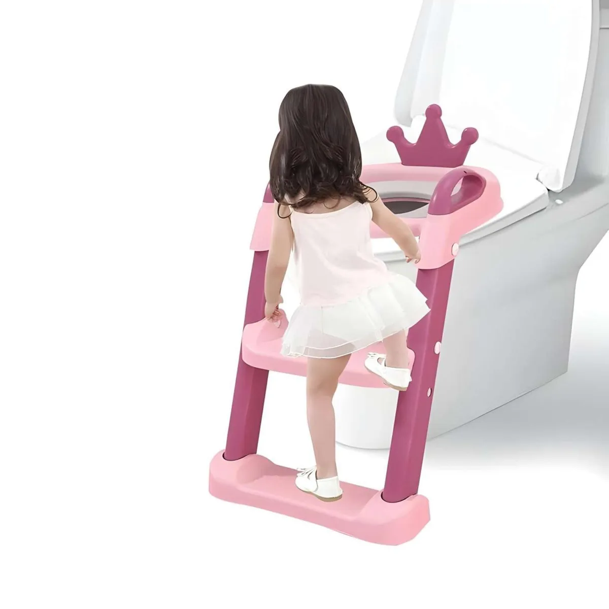 GENERICO - Escalera Asiento Adaptador De Baño Pelela Niñas Rosada