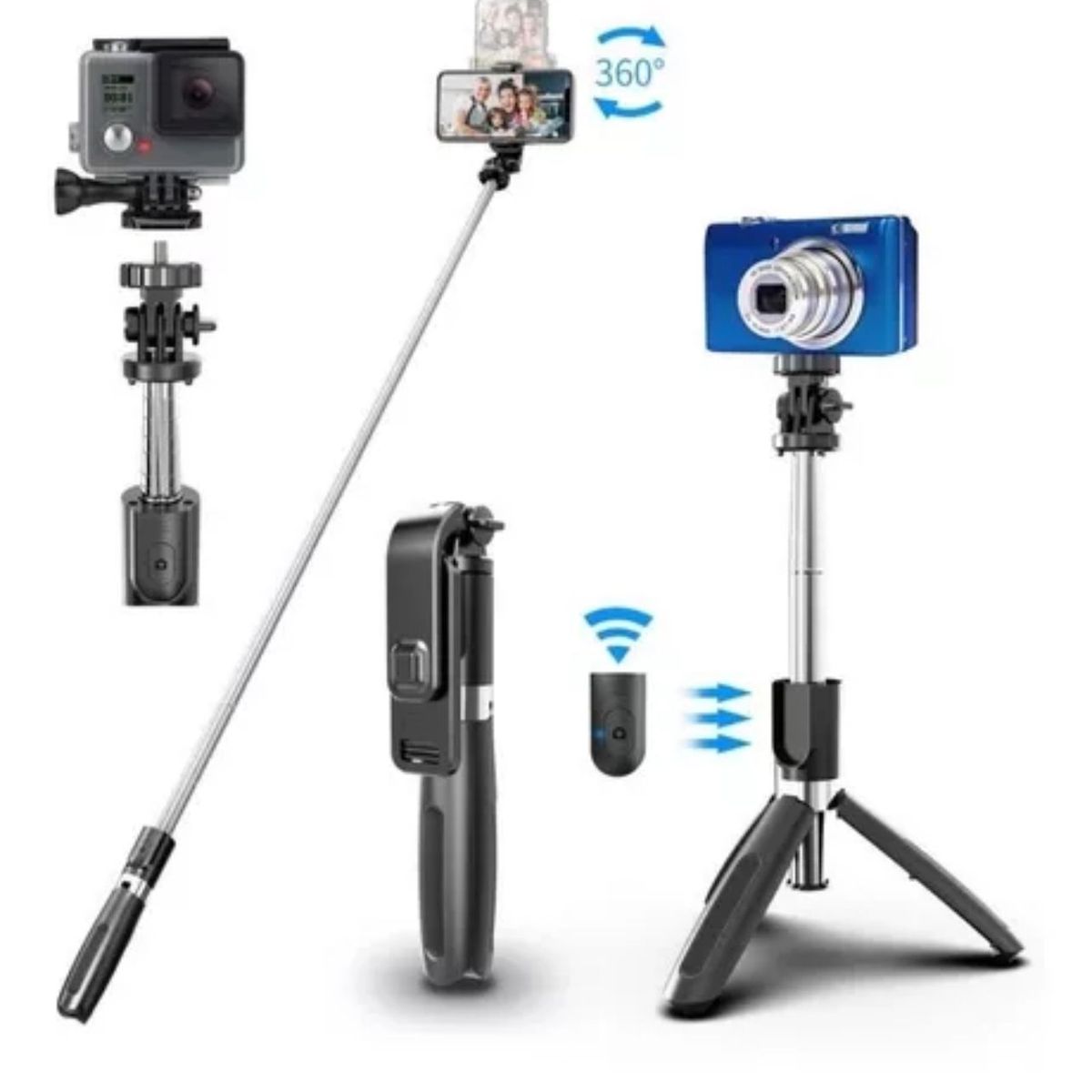 GENERICO - BASTON SELFIE 3 EN 1 TRIPODE BLUETOOTH CONTROL XT-02