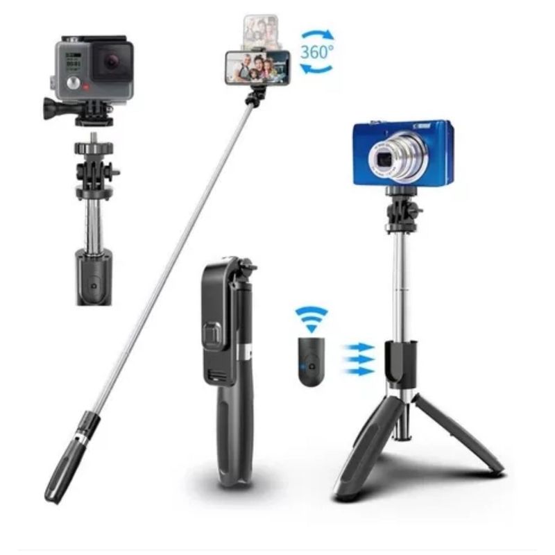 GENERICO - BASTON SELFIE 3 EN 1 TRIPODE BLUETOOTH CONTROL XT-02