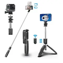 GENERICO - BASTON SELFIE 3 EN 1 TRIPODE BLUETOOTH CONTROL XT-02