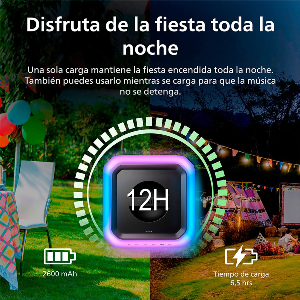 PHILIPS - Parlante Bluetooth Philips Fiesta con luces y karaoke TAX7207