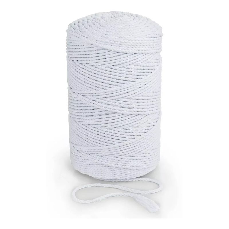 GENERICO - Cordón Torcido Blanco para Macramé 5mm 200 Metros Algodon
