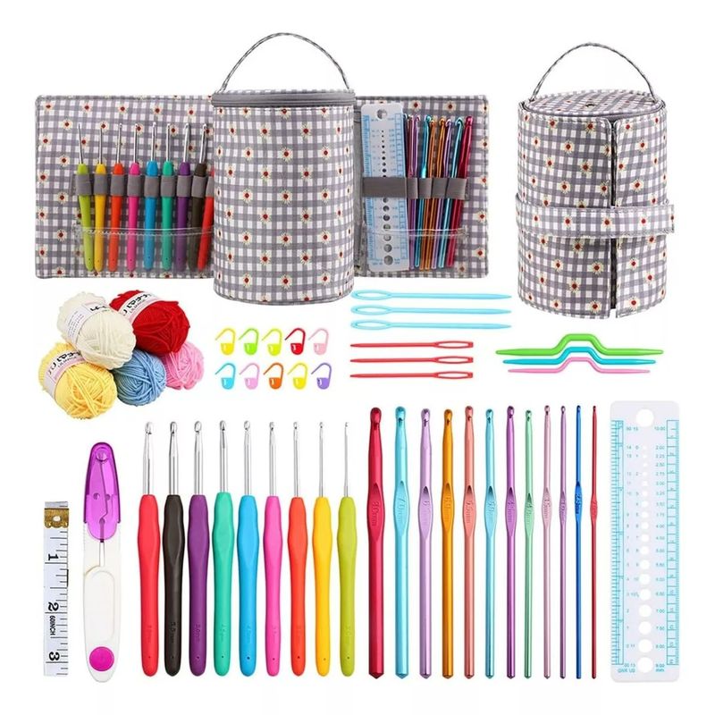GENERICO - Set De Crochet Lanas Y Accesorios Para Tejer Con Bolsito Cel