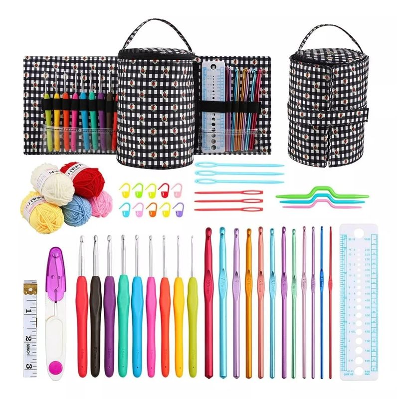 GENERICO - Set De Crochet Lanas Y Accesorios Para Tejer Con Bolsito Az