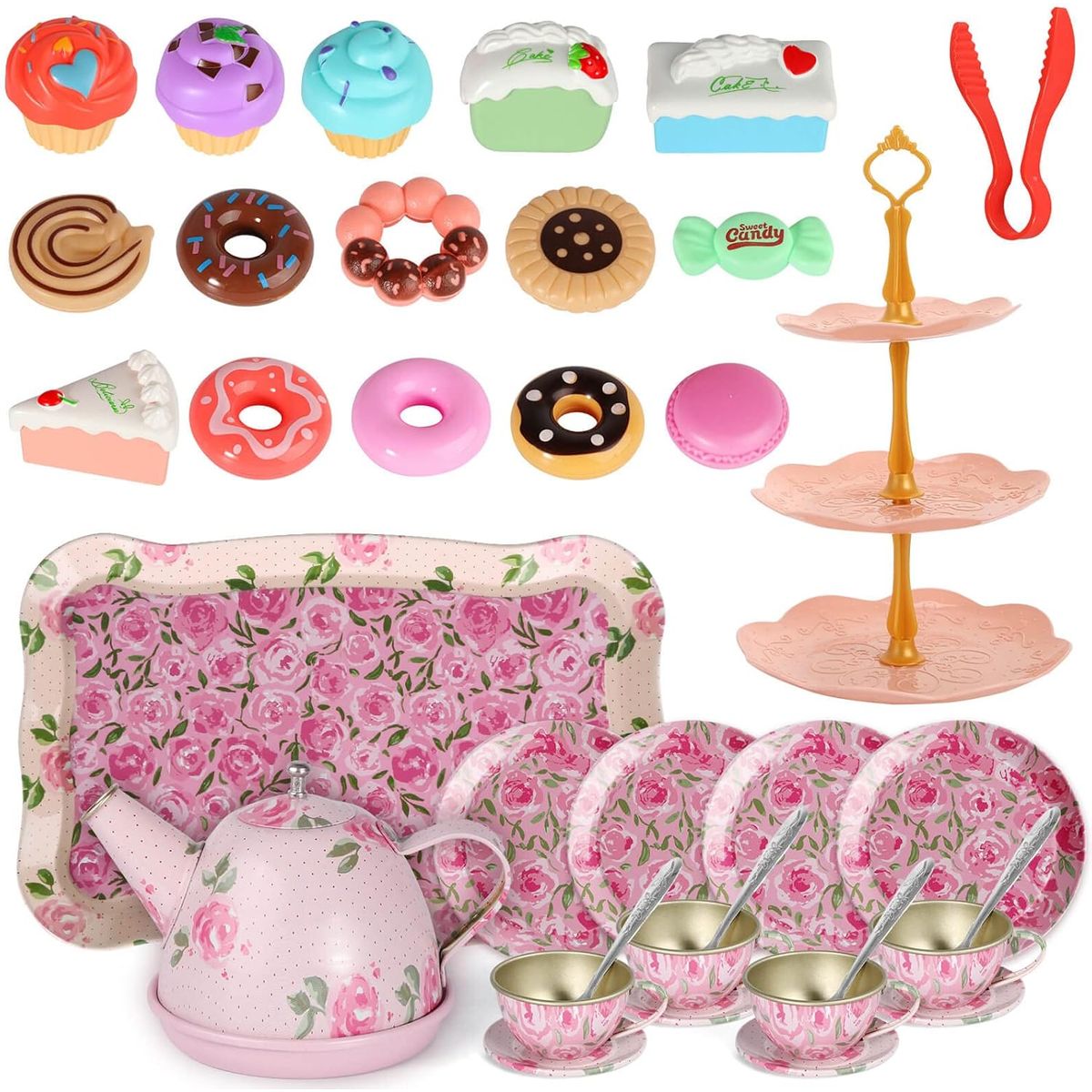 GENERICO - SET TETERA FLORAL ROSA  INFANTIL