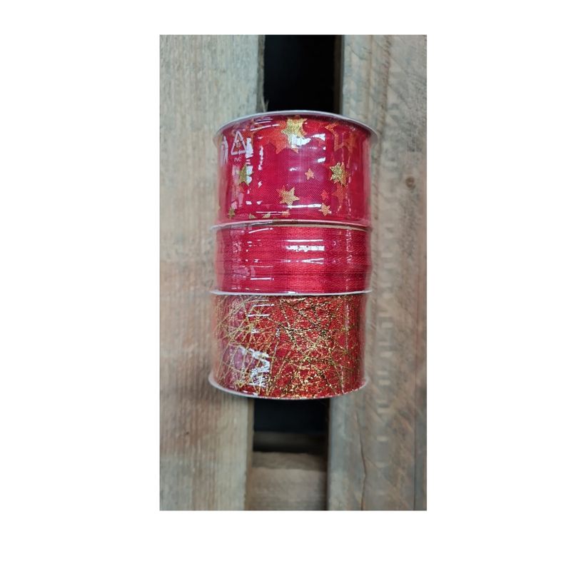 GENERICO - TRIO DE CINTAS DE TELA ALAMBRE-ROJA