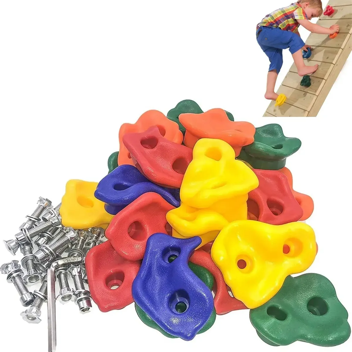 NEBLISUR - Juego de 32 piezas de pared de escalada para niños,soportes para escalada en pared de roca