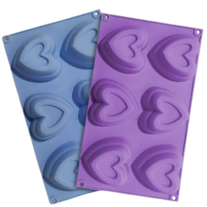 GENERICO - Moldes 6 Espacios De Corazones Con Relieve