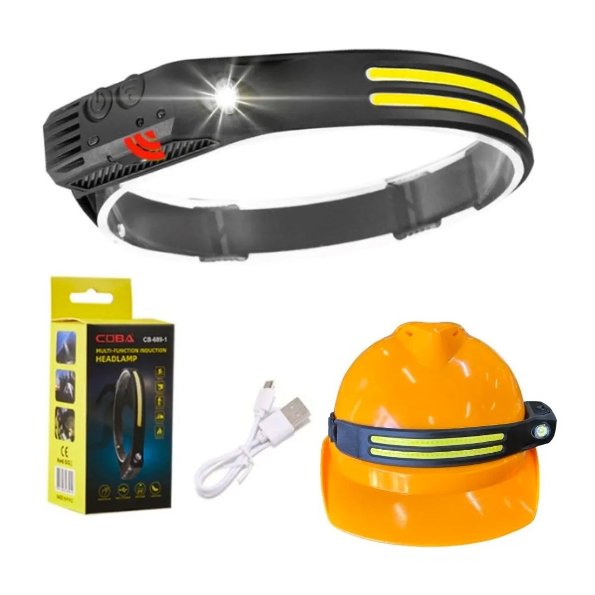 GENERICO - Linterna Frontal 2en1 Para Casco De Minero Con Sensor