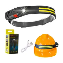 GENERICO - Linterna Frontal 2en1 Para Casco De Minero Con Sensor